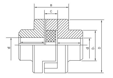 WH4 WH type Oldham coupling specification drawing bore 20–28mm OD 80mm