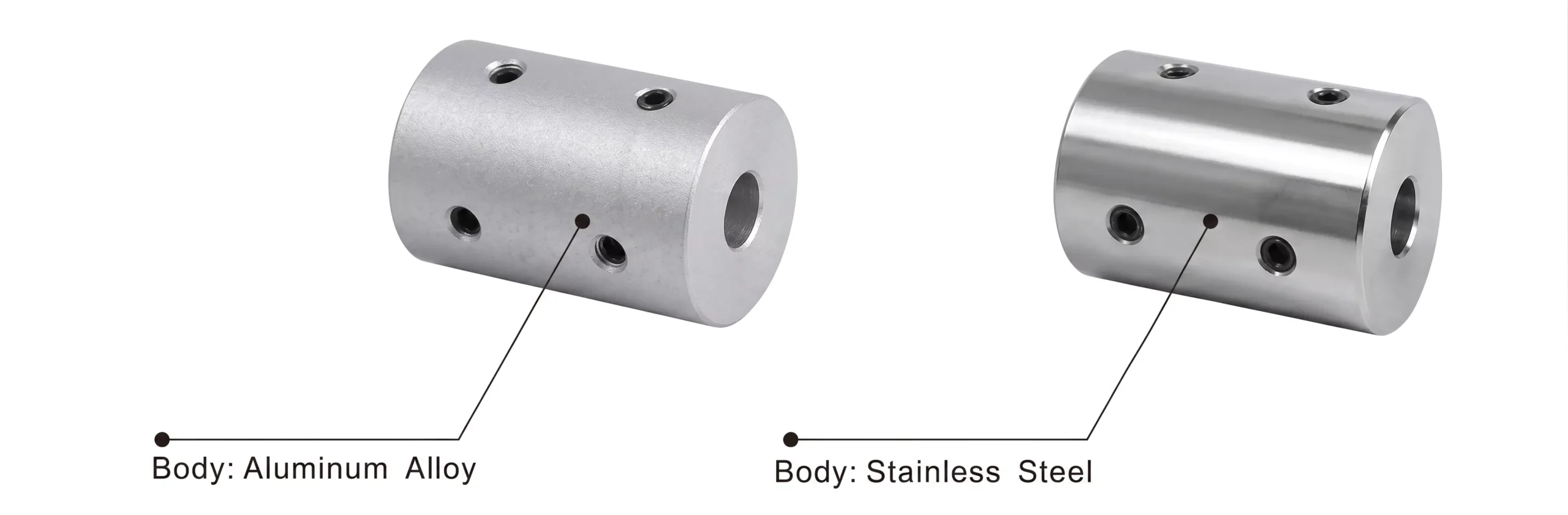 TS7-16 aluminum alloy setscrew rigid coupling material and finish detail